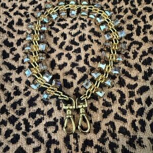 Bandolier Black/Gold and Clear Crystal Wristlet Strap